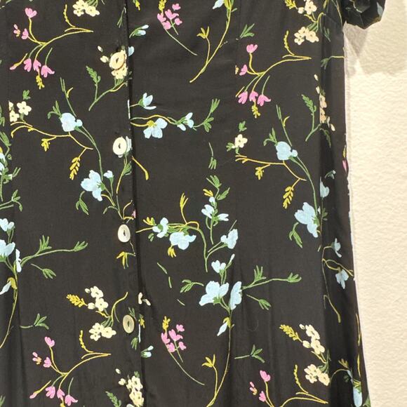 Vintage CAROL ANDERSON 90s Floral Short Sleeve Button Down Maxi Dress Tie Back - Picture 3 of 10